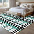 thumbnail image 5 of 8x10 Washable Area Rug, Abstract Stripes Non-Slip Extra Large Rectangle Rug for Living Room Bedroom, Turquoise Black Grey Plaid Indoor Floor Mat for Home Decor, 5 of 9