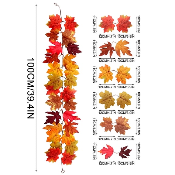 AuroraX Halloween Artificial Maple Leaves Vines Fall Harvest Festival Ornaments Hanging Garden Outdoor Farmhouse Fall Yard Decoration for Home