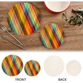 thumbnail image 4 of SKYSONIC Rainbow Buffalo Check Plaid Trivet Pot Holder Set of Potholders for Kitchens 100% Cotton Thread Weave Trivets Kitchen Trivet for Table Countertop Protector Hot Pads Pans Mats, 4 of 7