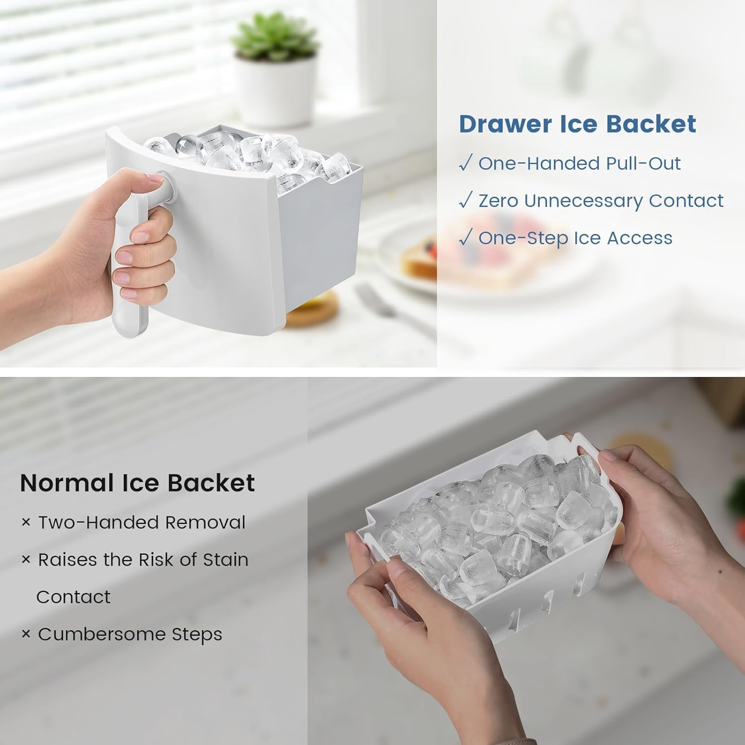 Bullet Ice Maker, 18Lbs/24H Compact Countertop Ice Machine,Fast 6Pcs Bullet Ice in 8 Mins, Removable Lid Easy to Clean, Self-Cleaning & Low Noise,White