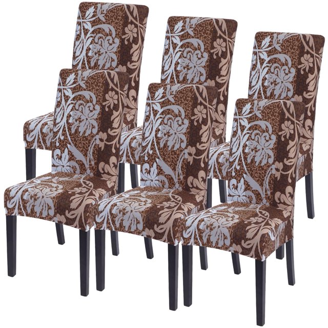 Juego de 6 Fundas Elásticas Marrones para Sillas de Comedor SearchI