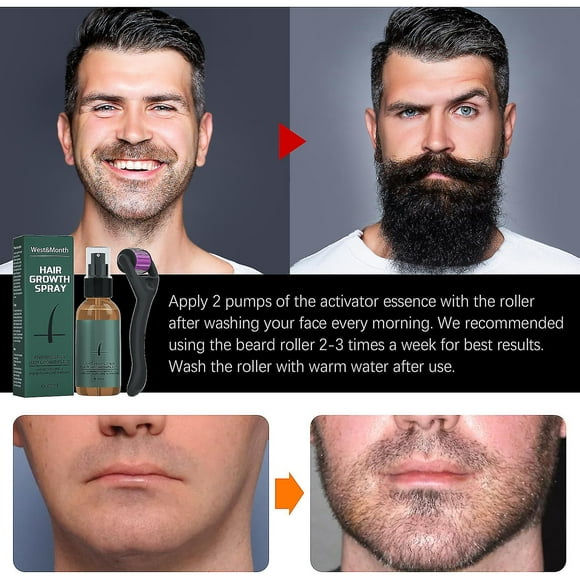 30ml Beard Growth Kit, Beard Kit With Beard Roller Beard Growth Serum Spray, Beard Growth