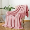 thumbnail image 2 of Wool Blend Knit Throw Blanket 60" X 80", 50% Recycled Polyester Soft Cable Knitted Fluffy Throws for Couch Lightweight Woven Blankets for Sofa Fuzzy Cozy Bed Cover, Pink, 2 of 9