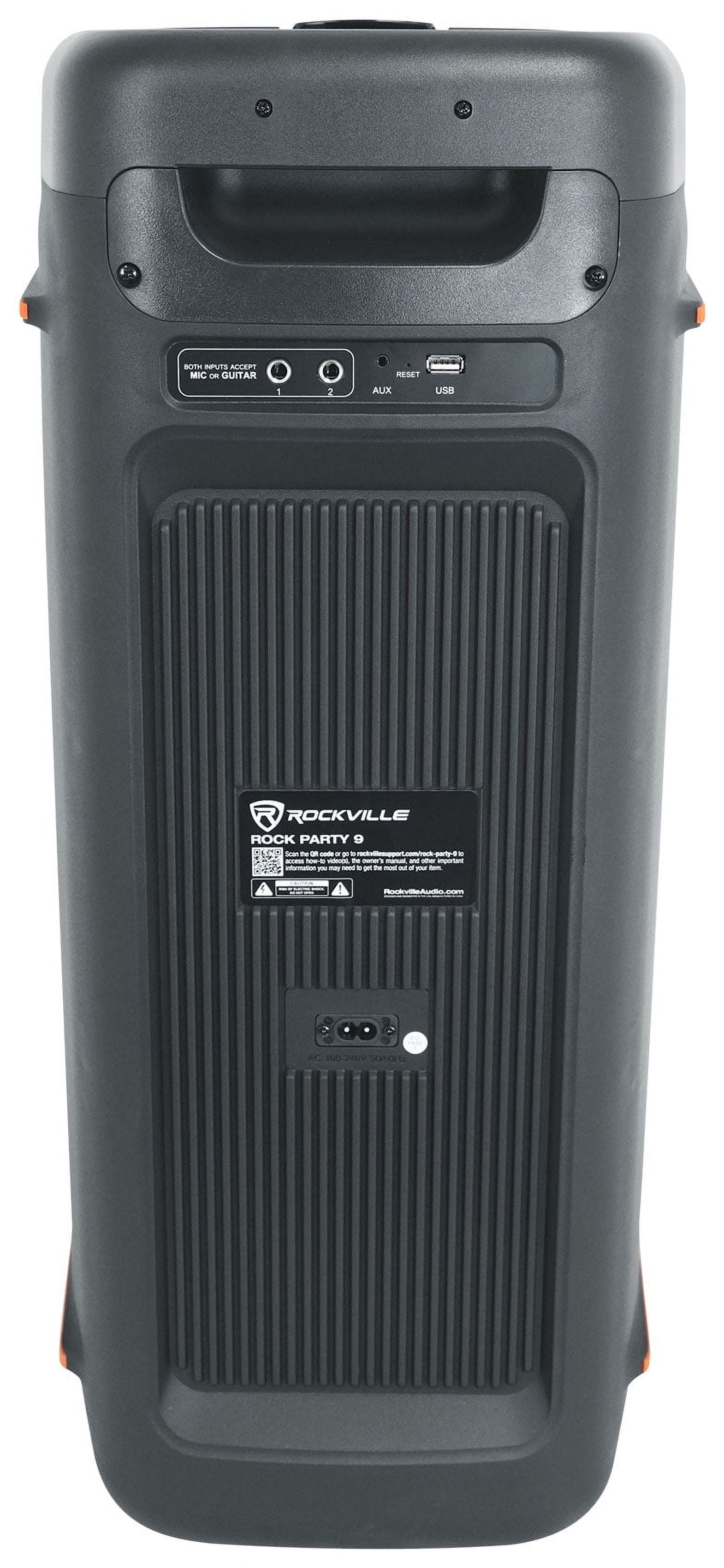 Rockville Rock Party 9 Dual 8" Portable Bluetooth Speaker, 1000W, LED, Karaoke