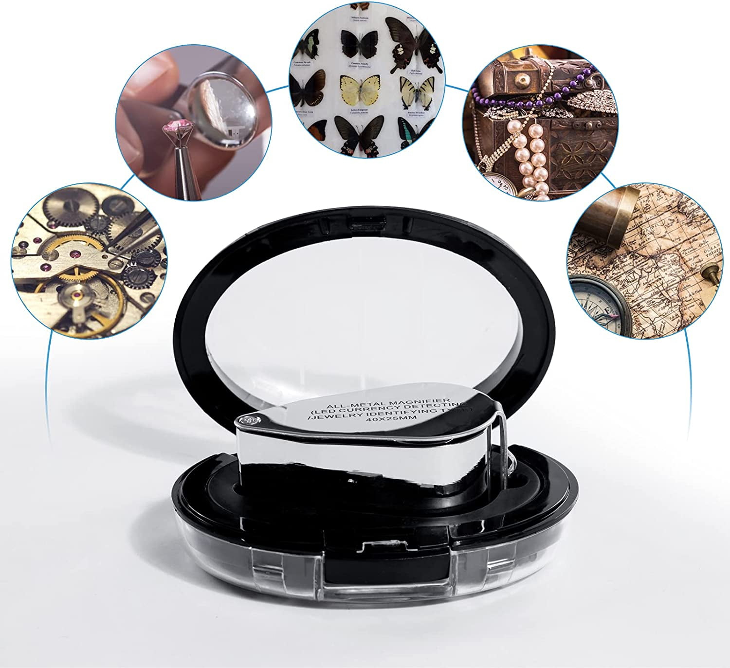 Buy Wholesale China Metal Jewelry Magnifying Glass Jewelers Eye Tool  Jewellery Folding Loupe Glass Lens Magnifying & Magnifier Glass at USD 3.44