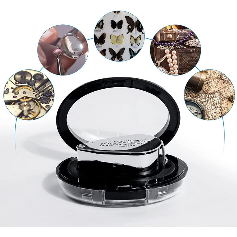 40X-25mm LED Illuminated Jewelers Loupe Magnifier With Light Diamond Eye  Magnifying Glass For Jewelry Antiques Coins Stamps - AliExpress