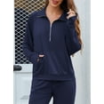 thumbnail image 4 of JYLFC Womens 2 Piece Outfits Set Lounge Hoodie Sweatsuit Sets Oversized Half Zip Sweatshirt Sweatpants with Pockets Navy Blue L, 4 of 8