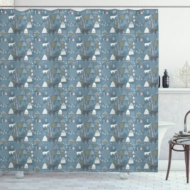 Ambesonne Forest Shower Curtain, Scandinavian Wildlife, 69"Wx84"L, Multicolor