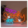 thumbnail image 1 of Letrero De Neón Spooky Con Forma De Araña Y Murciélago, Luz LED Regulable Para Dormitorio, Sala De Estar, Club, Sala De Juegos, Decoración 39.7cmx30cm, 1 of 5