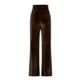 thumbnail image 4 of FRSASU Velvet Pants Women Lounge Comfy Velour Flare Pant Casual Wide Leg High Waisted Drawstring Slim Straight Leg Pants Brown, 4 of 7