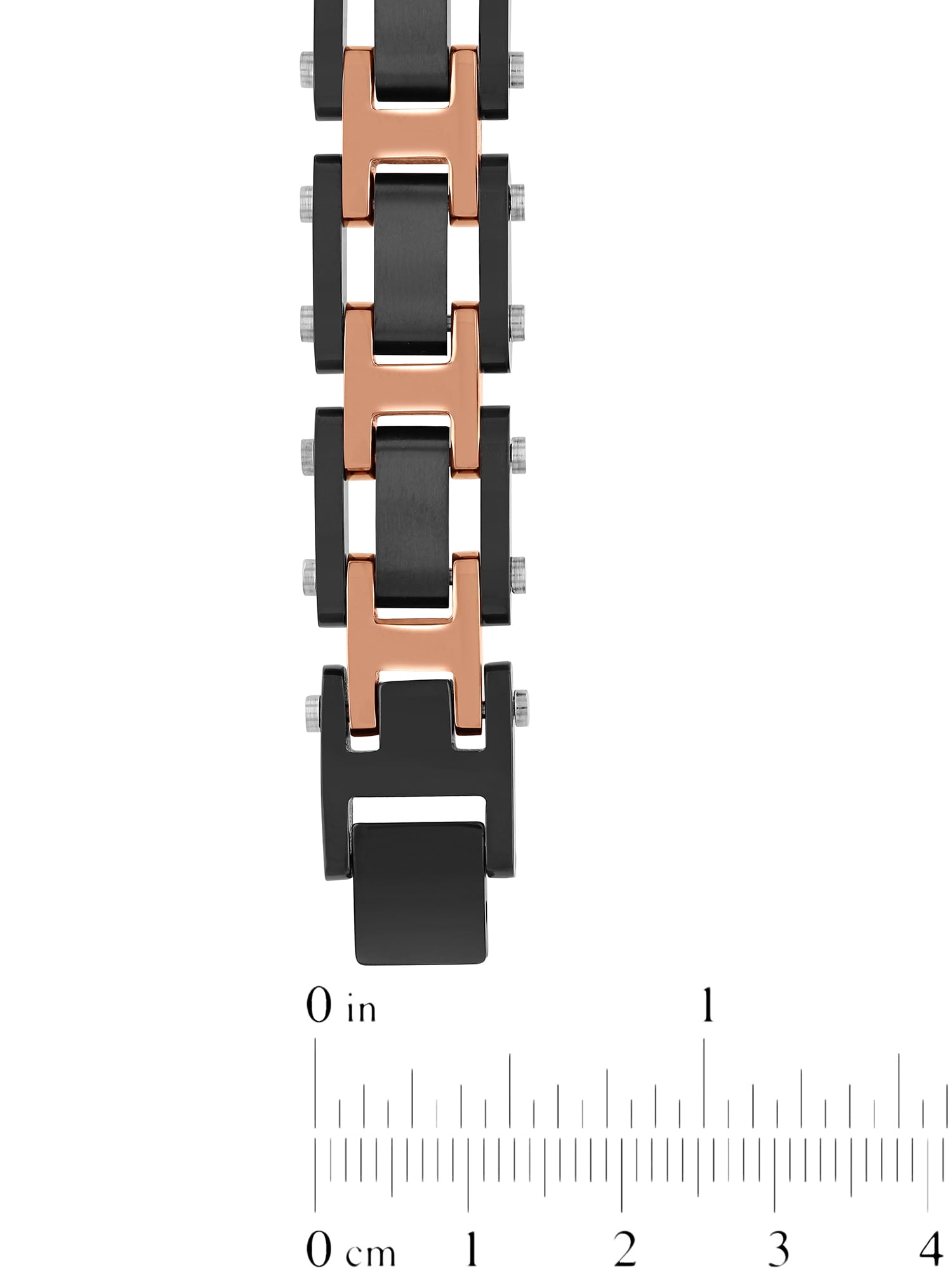 Brilliance Fine Jewelry Two-Tone Black and Brown Link Bracelet, Stainless Steel