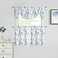 thumbnail image 2 of Watercolor Floral Cafe Curtains 36 Inches Length, Blue Flower Printed Farmhouse Rod Pocket Tier Curtains for Kitchen Leaf Pattern Short Window Curtain Treatment, Colorful, 28" W x 36" L，Set of 2, 2 of 6