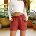 thumbnail image 2 of CPNG Girls Casual Shorts Elastic High Waist Shorts Solid Color Summer Comfy Loose Shorts with Pockets(Red,12-13 Years), 2 of 9