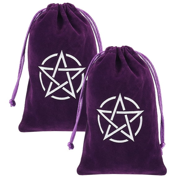 DIY 2pc Velvet Tarot Card Storage Bags Drawstring Pouches Packaging Bag Rectangle Star 180x120mm