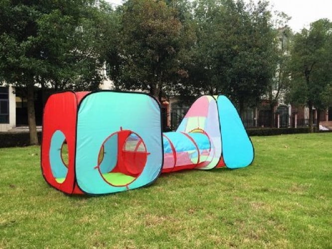 kiddey children's dual play tent with tunnel