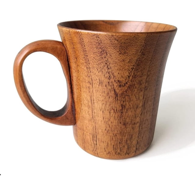 Tazas de madera para café y cerveza, taza de madera, azufaifo natural, taza de té hecha a mano con asa, 10 oz/300ml, fuerte, duradera y delicada