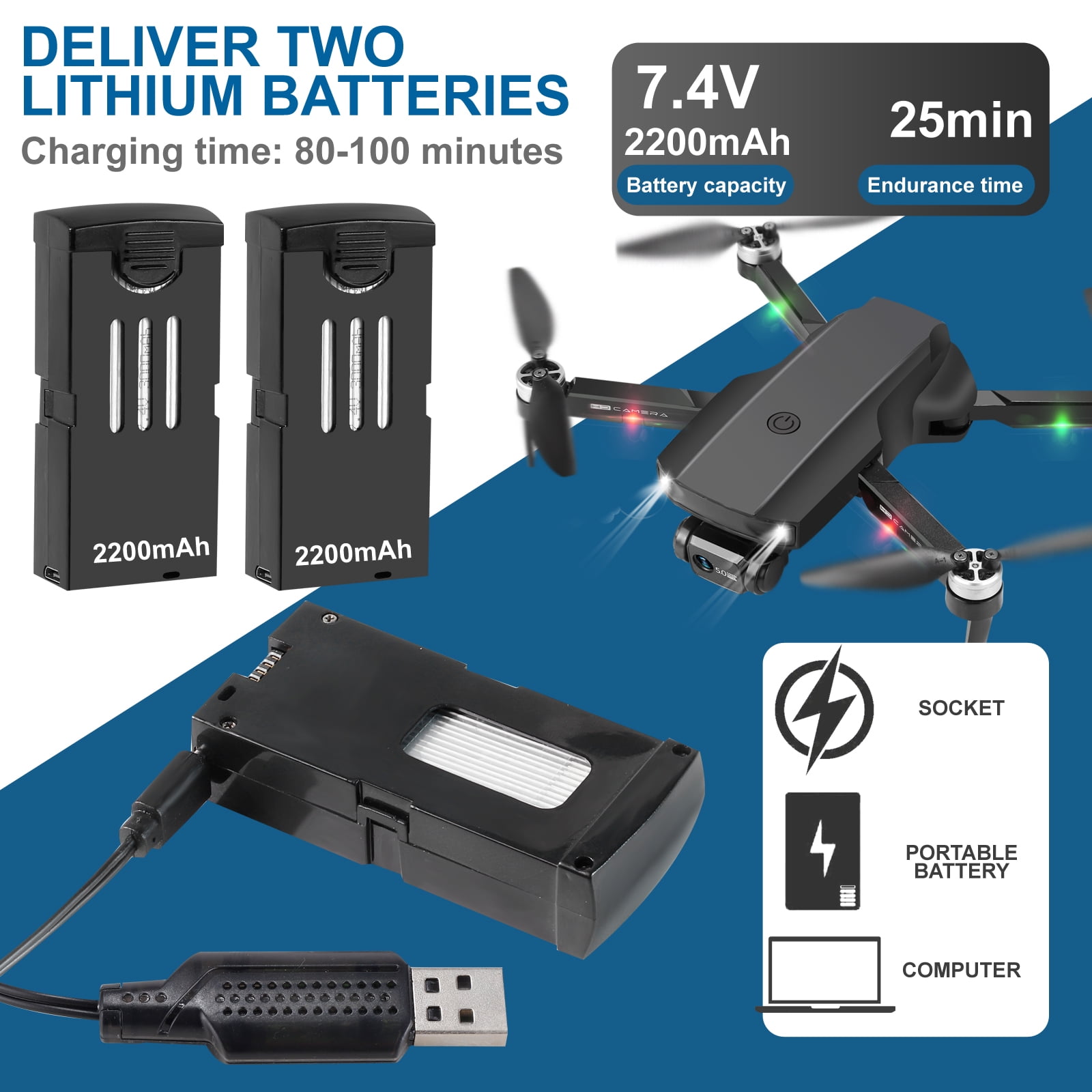 NETNEW 2x Cameras GPS Aerocraft Foldable Drone for Adults with 2x batteries 6K HD 1920P Cameras EIS Anti-Shake Quadcopter 5G WIFI FPV 30Mins Flight Time 120°FOV 50x Zoom Brushless Motor