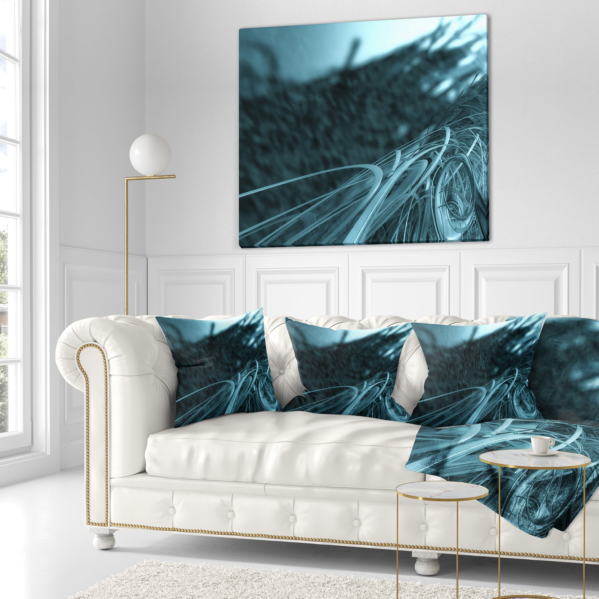Designart Fractal 3D Bottom Stripes - Contemporary Throw Pillow - 16x16