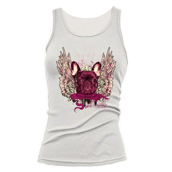 Frenchie Wings Womens' French Bulldog Fitted Tank Top (Small)