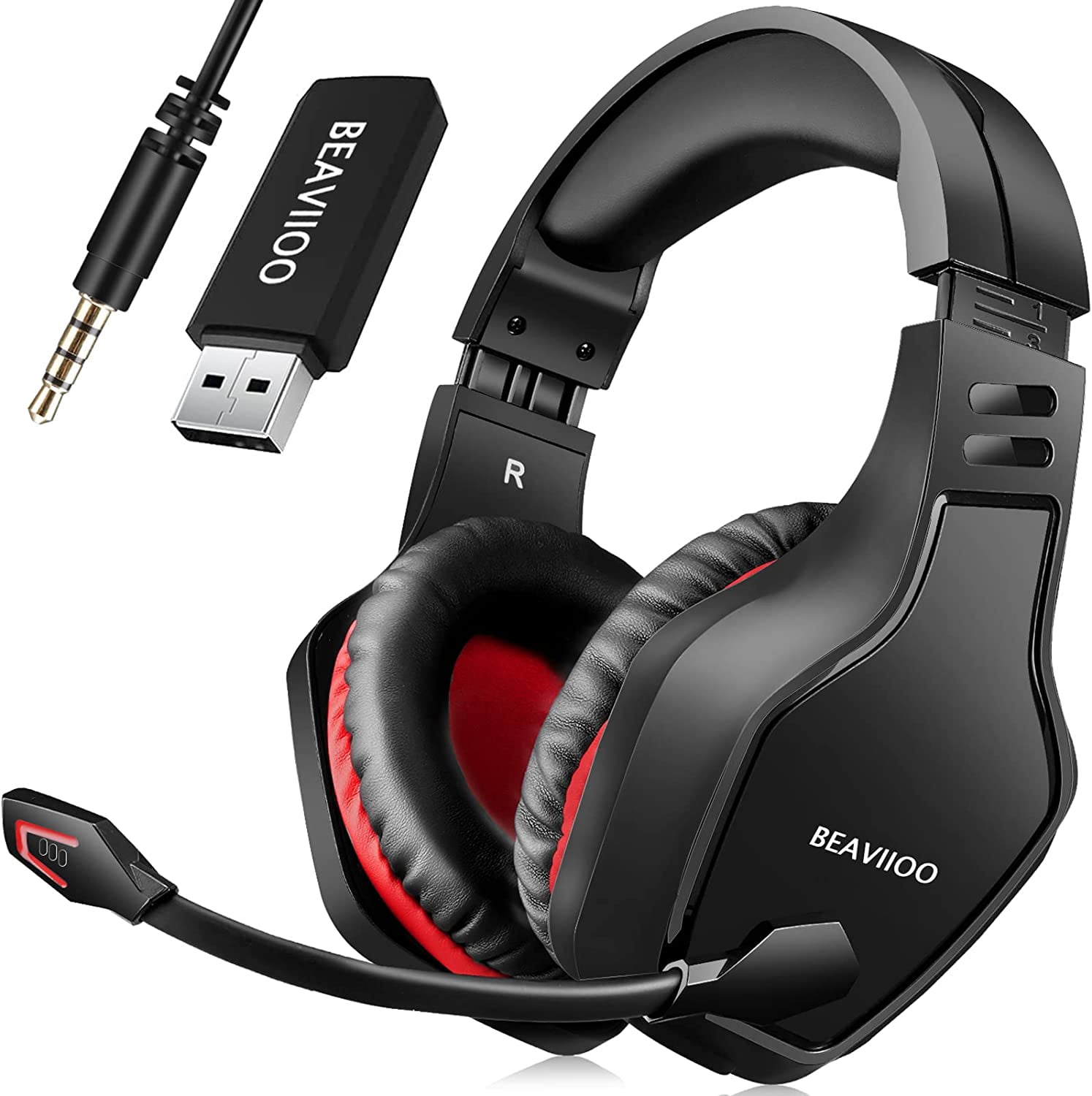 BEAVIIOO 2.4G Wireless Gaming Headset with Mic for PC PS4 PS5 Playstation 4 5 Wireless Bluetooth Gaming Headset with Mic Laptop 50 Hours Walmart.com