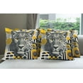 thumbnail image 6 of Ambesonne Leopard Throw Pillow Cover 4 Pack, Mid Century Modern Wild Cat, 16", Charcoal Grey and Mustard, 6 of 7