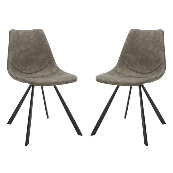 SAFAVIEH Kayne Modern Tufted Dining Chair, Grey, Set of 2 (23.8 in. W x 19 in. D x 32.5 in. H)