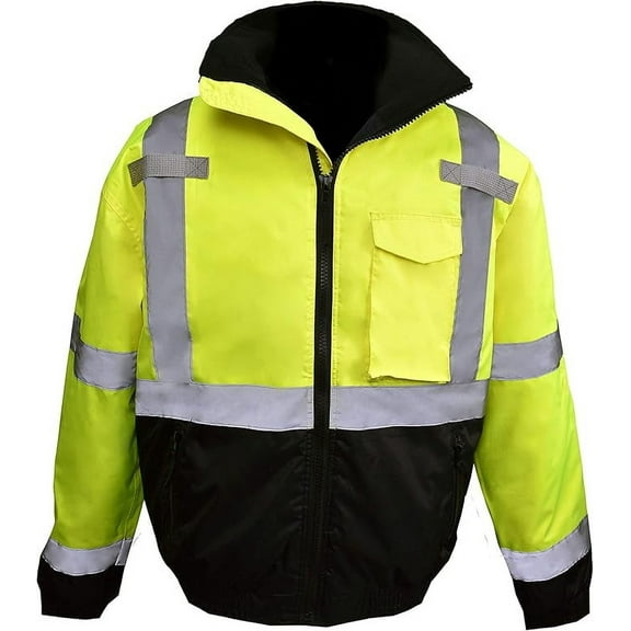 Radians SJ11QB-3ZGS Weather Proof Jacket with Quilted Built-In Liner, 2X-Large, Hi Viz Green/Black