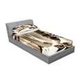 thumbnail image 2 of Ambesonne Black White Fitted Sheet & Pillow Sham Set, Wild Vintage Rodeo, Twin, Sepia and Beige, 2 of 2