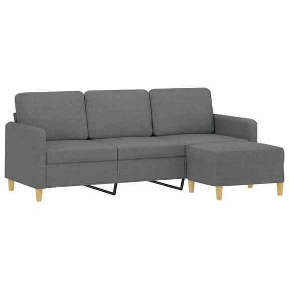 vidaXL Sofa 3-Seater Couch Sofa Armchair with Footstool for Living Room Fabric