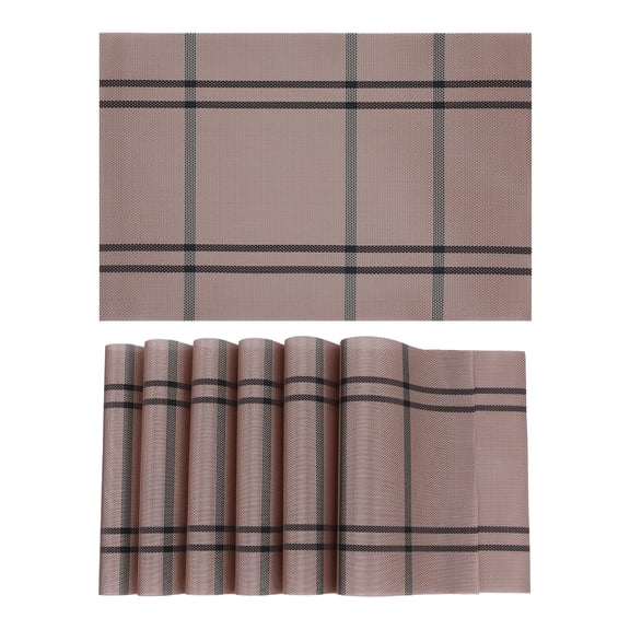 Unique Bargains Placemat Set of 6 for Dining Table Decor Washable Table Placemat Gray Pink