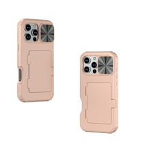 ELEHOLD for iPhone 16 Pro Max Case,Built-in Card Holder Slide Len Cover Military Grade Drop Rugged Shockproof Protective Phone Case for iPhone 16 Pro Max,Rosegold