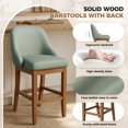 thumbnail image 3 of Set of 2 Upholstered Counter Height Bar Stools in Sleek Faux Leather with Solid Rubberwood Legs for Kitchen Island, 3 of 8
