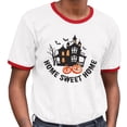 thumbnail image 2 of Haunted Home Sweet Home Ringer Tee Shirt Unisex Small White/Red, 2 of 5