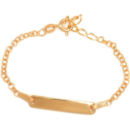 Pori Jewelers 18kt Gold Plated 925 Sterling Silver Rolo Chain Kid ID Bracelet