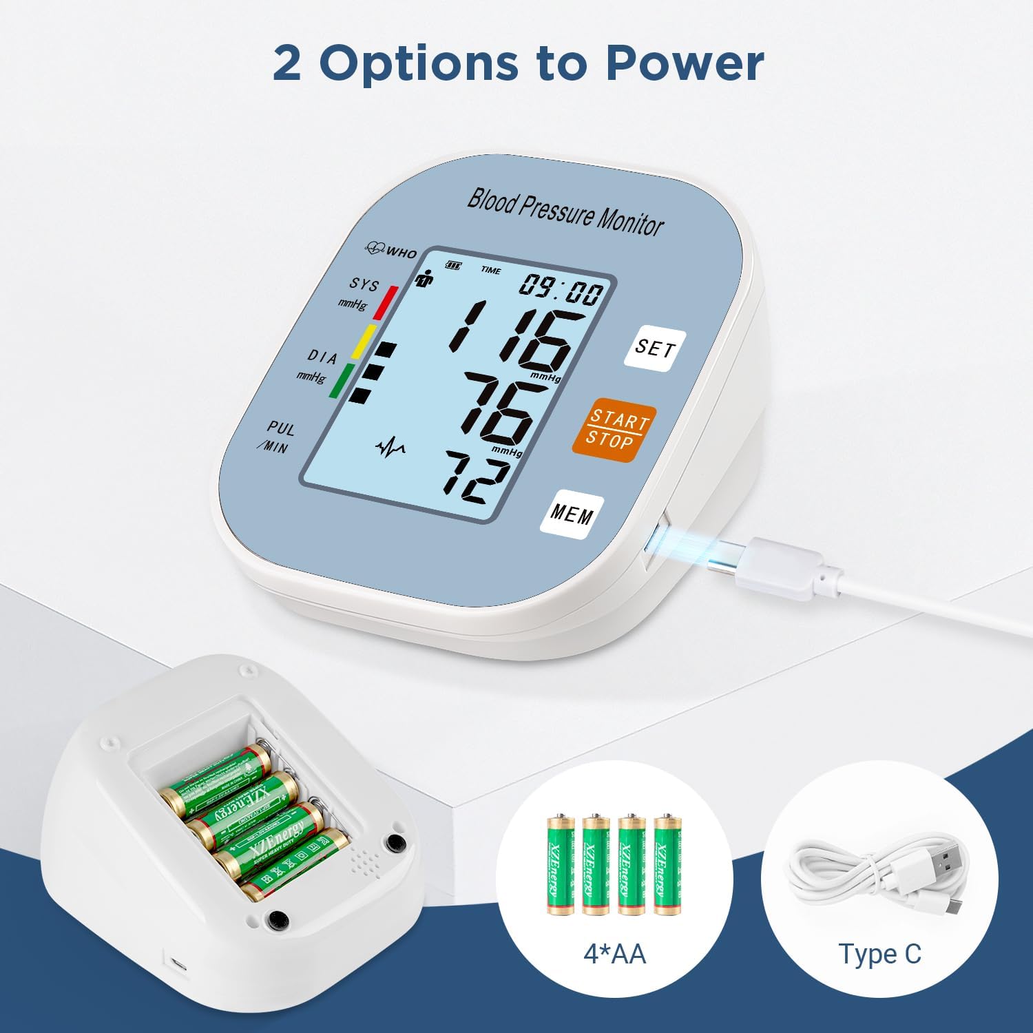 Monitor de presión arterial, máquina de presión automática con pantalla retroiluminada grande, precisa para 2 usuarios con brazalete y bolsa de almacenamiento, azul 7