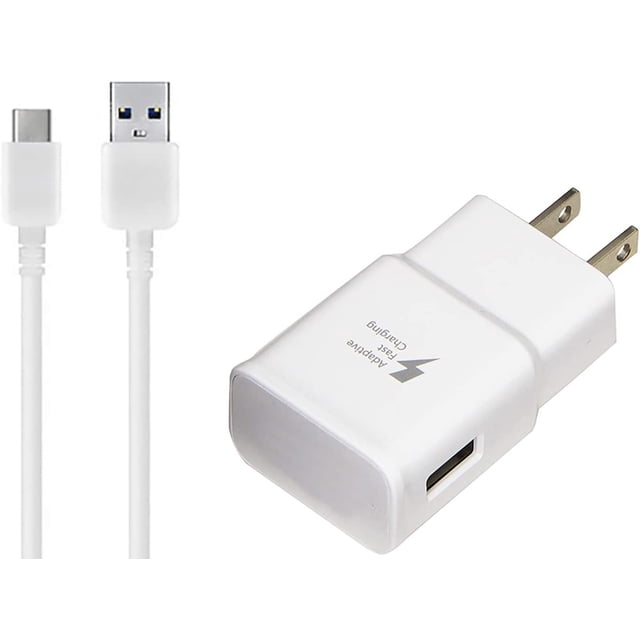 Cargador Rápido Adaptable OEM Compatible con Samsung, LG, Google, Apple y iPads de 15 W con Cable de Carga y Datos USB Tipo C Certificado (Cable Blanco de 1 M).