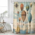 thumbnail image 4 of Vintage Nautical Bathroom Shower Curtains with 12 Hooks Polyester Waterproof Shower Curtain for Stalls and Bathtubs Coastal Ocean Compass Balloon Decorative Bathroom Privacy Curtain 72x78 Inches, 4 of 8