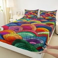 thumbnail image 3 of Manfei Colorful Geometric Bed Sheets,Boho Style Fishscale King Sheets,Rainbow Abstract Geometric Sheet Set For Girl Teens,Super Cozy Room Decor,4pcs, 3 of 7