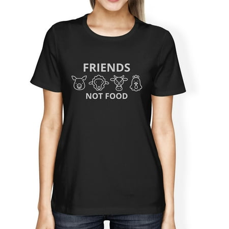 Graphics Food - Friends Not Food Black Women's Cute Graphic Design Tee Gift Ideas