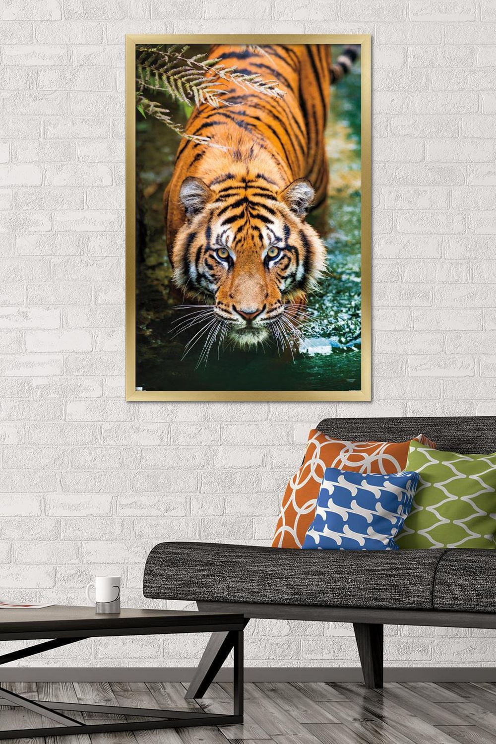 Tiger - Water Wall Poster, 22.375" x 34" Framed