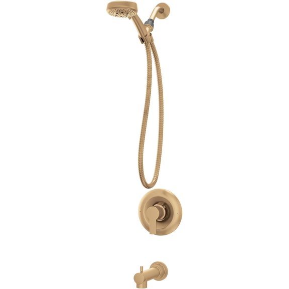 Moen 82618BZG Meena Bronzed Gold Single Handle Modern Shower Faucet with Handshower and Tub Spout for Bathtub, Valve Included