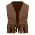 thumbnail image 7 of BRGZLK Short Suede Fringe Vest for Kids Fashion Solid V-Neck Sleeveless Western Cow Vest Faux Leather Fall Dress Up Party Outfit Coffee 3-4 Years, 7 of 7