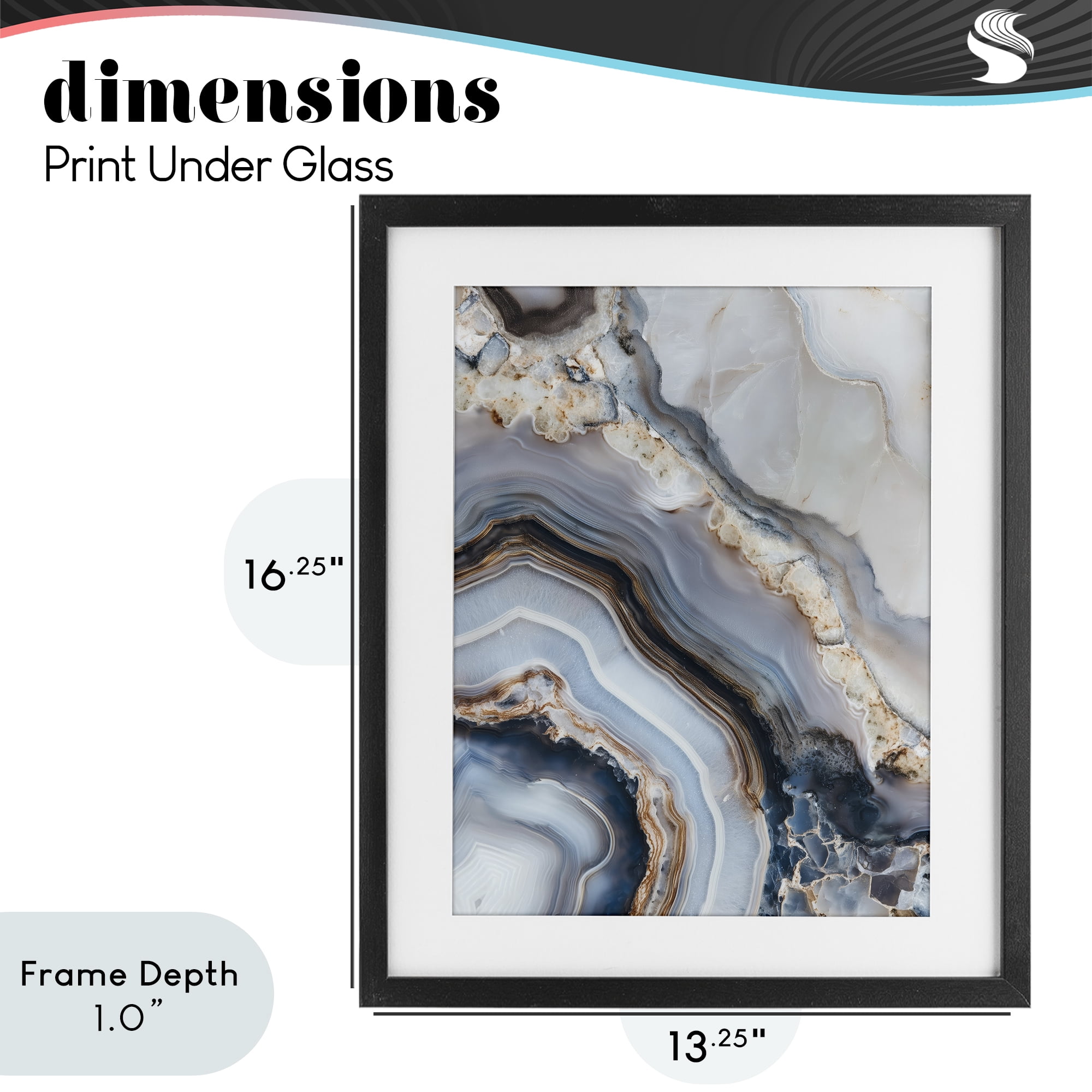 Stupell Industries Geode Gemstone Layers Black Framed Print Under Glass, design by Svetlana Aleynikova