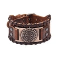 thumbnail image 2 of Brazalete de cuero Sunnimix Pulseras anchas de puño Hombre Marrón, 2 of 8