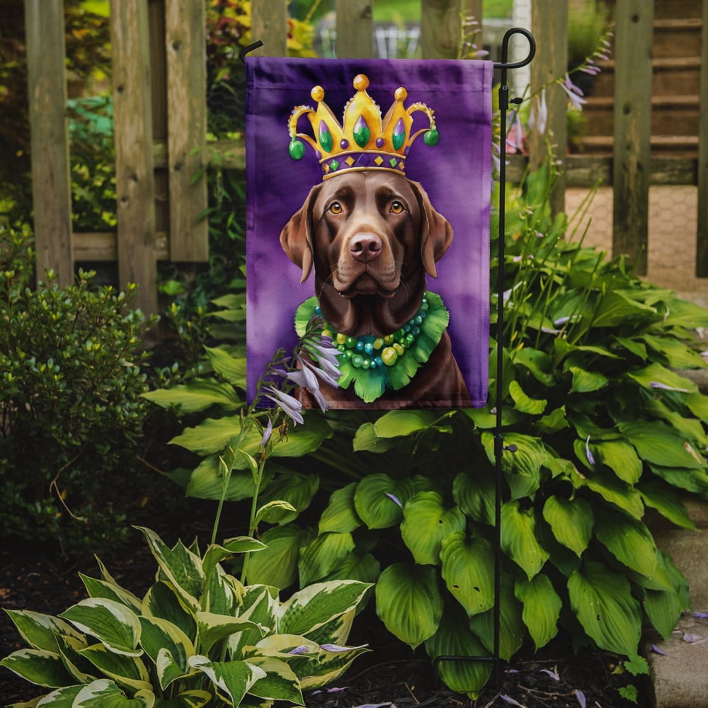Labrador Retriever King of Mardi Gras Garden Flag 11.25 in x 15.5 in