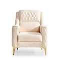 thumbnail image 3 of Luna Chair Finished in Velvet Fabric made with wood in Ivory Color, 3 of 7