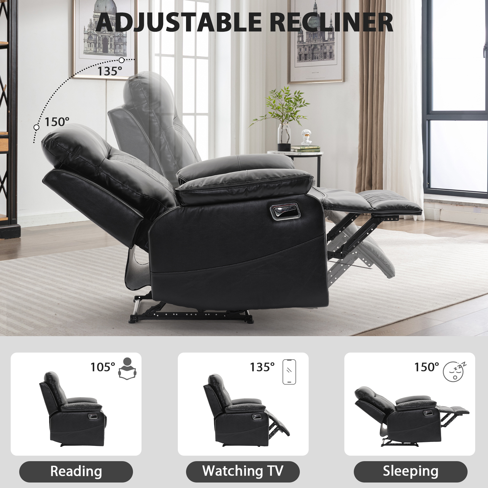 Bonzy Home Power Recliner Chair — Electric Recliner with Remote Control & Side Pockets, Compact Home Theater Seating for Small Spaces