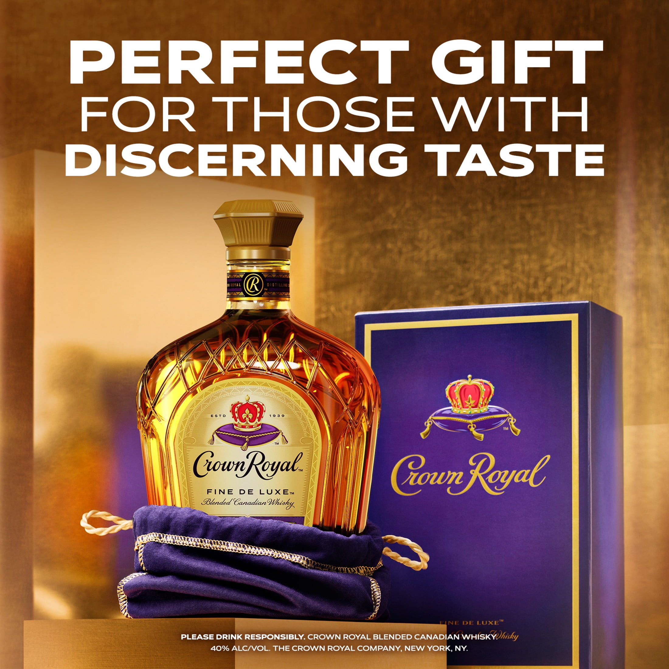 Crown Royal Fine De Luxe Blended Canadian Whisky, 750 mL, 40% ABV