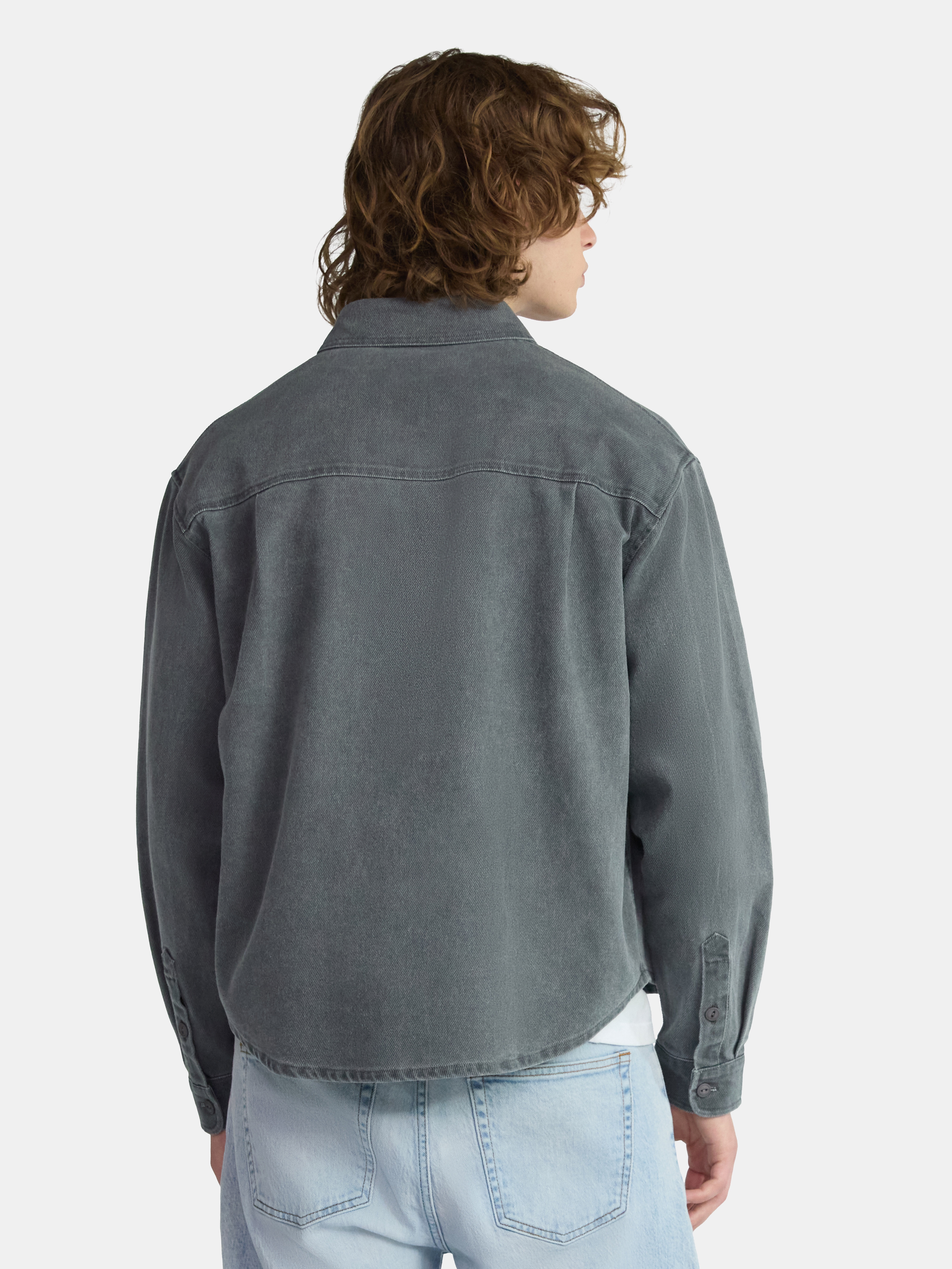 No Boundaries Twill Shirt with Long Sleeves, Men's and Big Men's