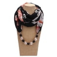 thumbnail image 3 of Anvazise Beads Pendant Floral Print Necklace Scarf Simple Ethnic Style Vintage Chiffon Scarf for Home Red, 3 of 13